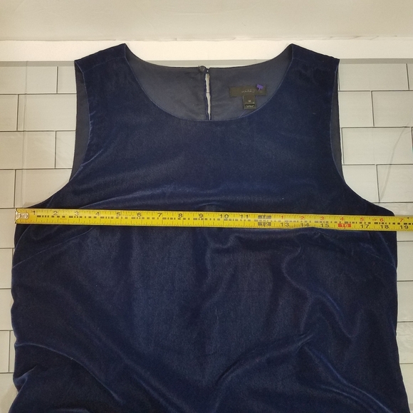 J Crew Blue Ruffle Hem Velvet Dress 10 - Picture 7 of 13